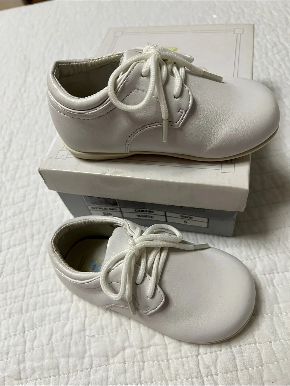 NIB Tip Top Kids Baby Boy White Matte Dress Shoes Size 5